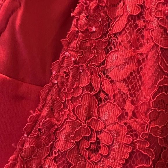 Jovani Red Floral Lace Double V-Neck Gown $550 - Picture 13 of 14